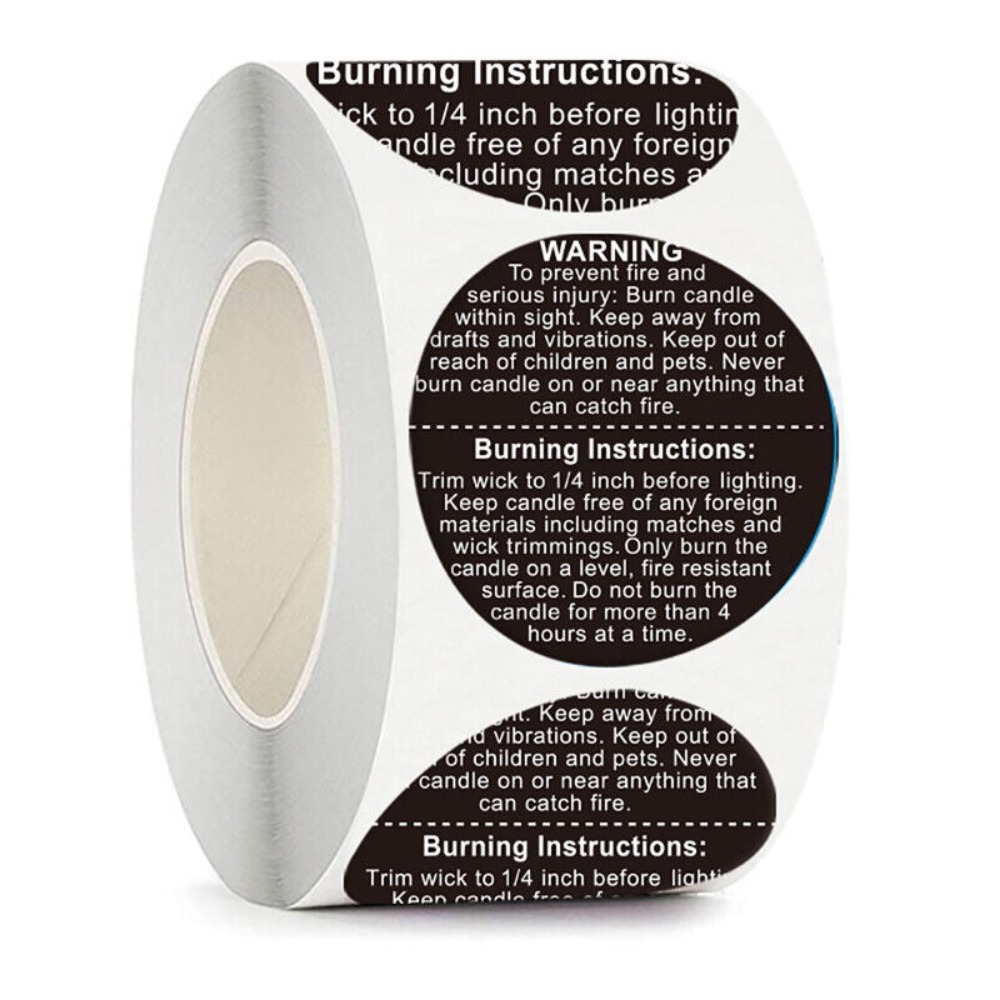 Candle Warning Label - Self-adhesive Label Candle Jar Container Labels