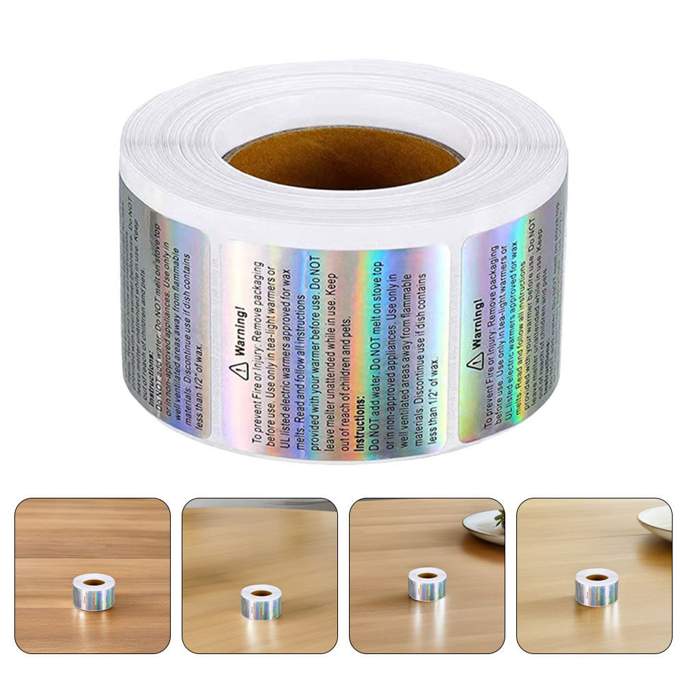 Candle Warning Label - 2rolls Holographic Warning Labels Waterproof Adhesive