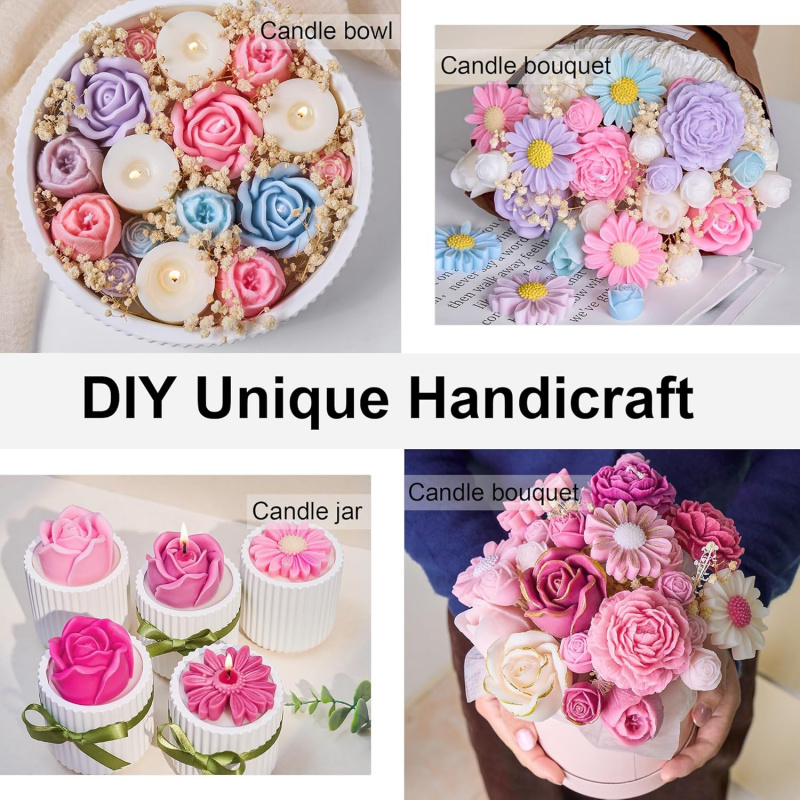 5Flower Candle Mold Set，3D Flo - Candle Making Kit 评论和价格