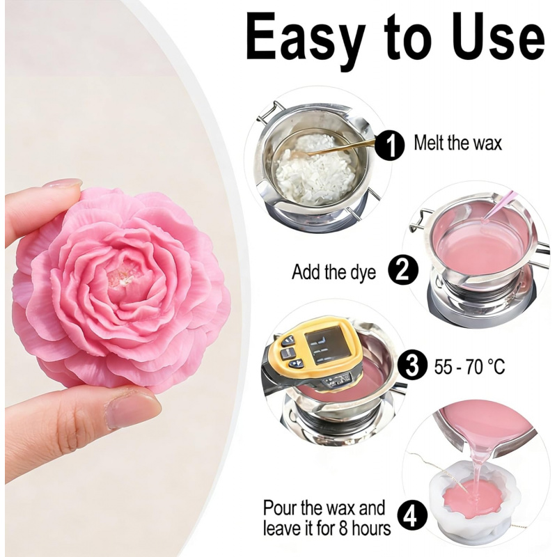 5Flower Candle Mold Set，3D Flo - Candle Making Kit 评论和价格