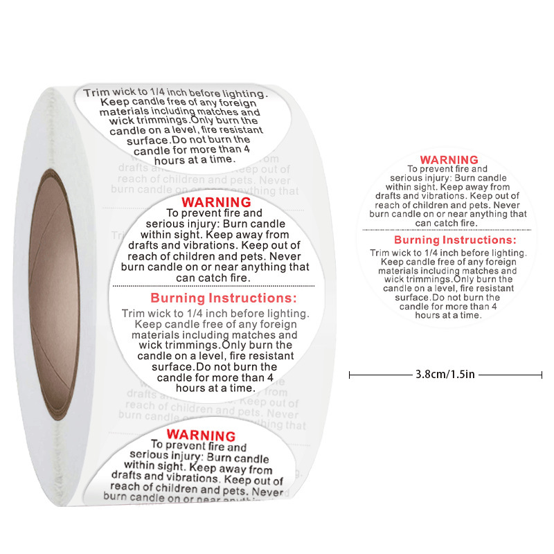100-500pcs 1inch English Warni - Candle Warning Label 评论和价格
