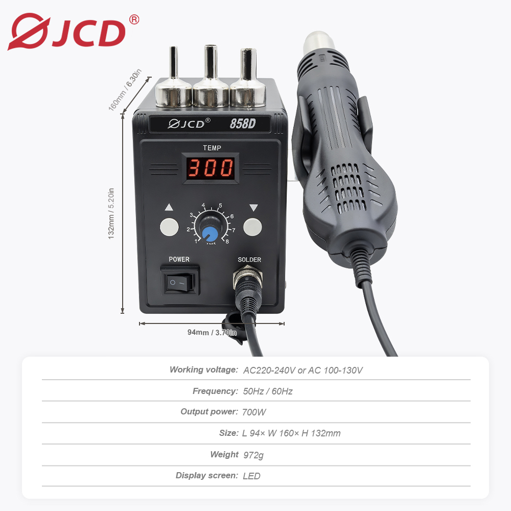 JCD Hot Air Gun 858D 700W BGA  - Heat Gun Embossing 评论和价格